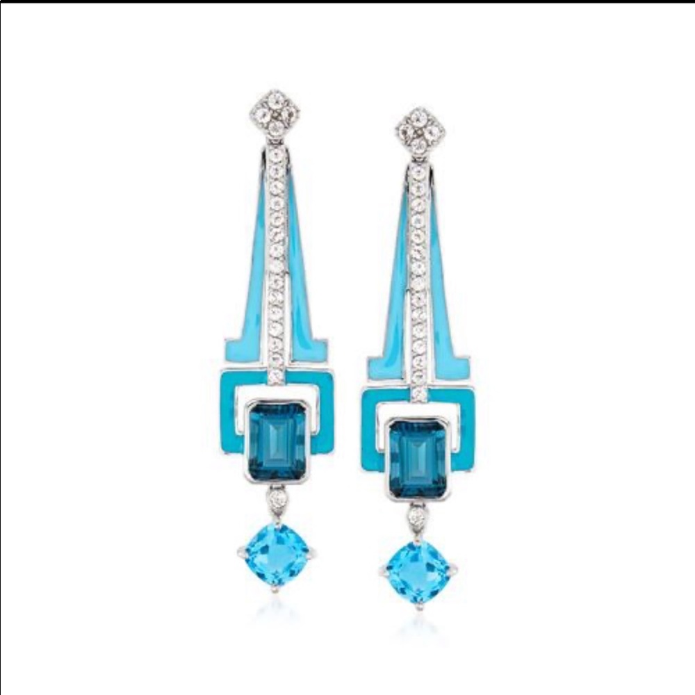 Ross Simons topaz and enamel drop earrings
